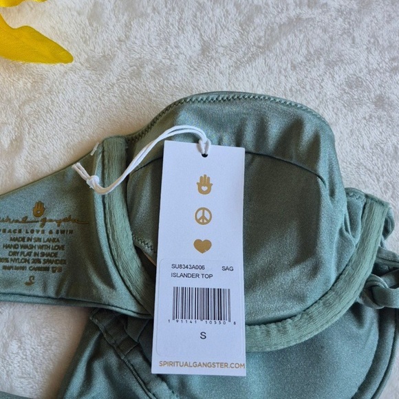 SPIRITUAL GANGSTER Women's bikini Islander Top Color SAG Size SMALL. - Picture 4 of 5